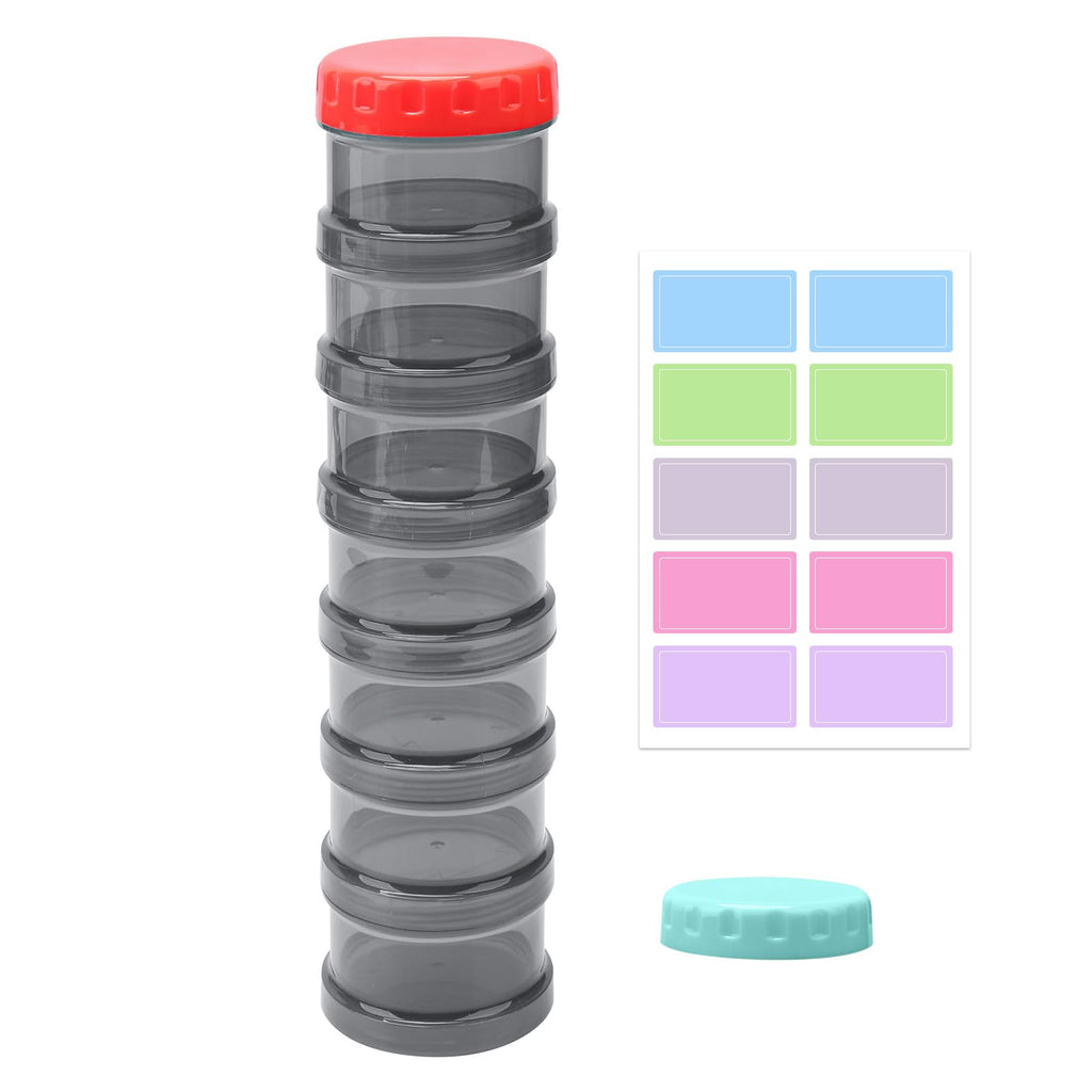 7 Day Pill Organizer Case Stackable Weekly Supplements Vitamins Pills Holder Dispenser Large Translucent Black with Extra Lid