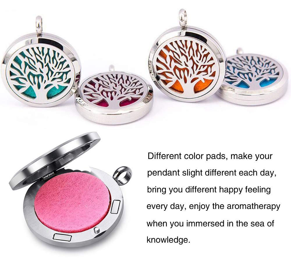 Aromatherapy Essential Oil Diffuser Necklace 316L Stainless Steel Locket Pendant with 24 Inch Chain (Love Heart)