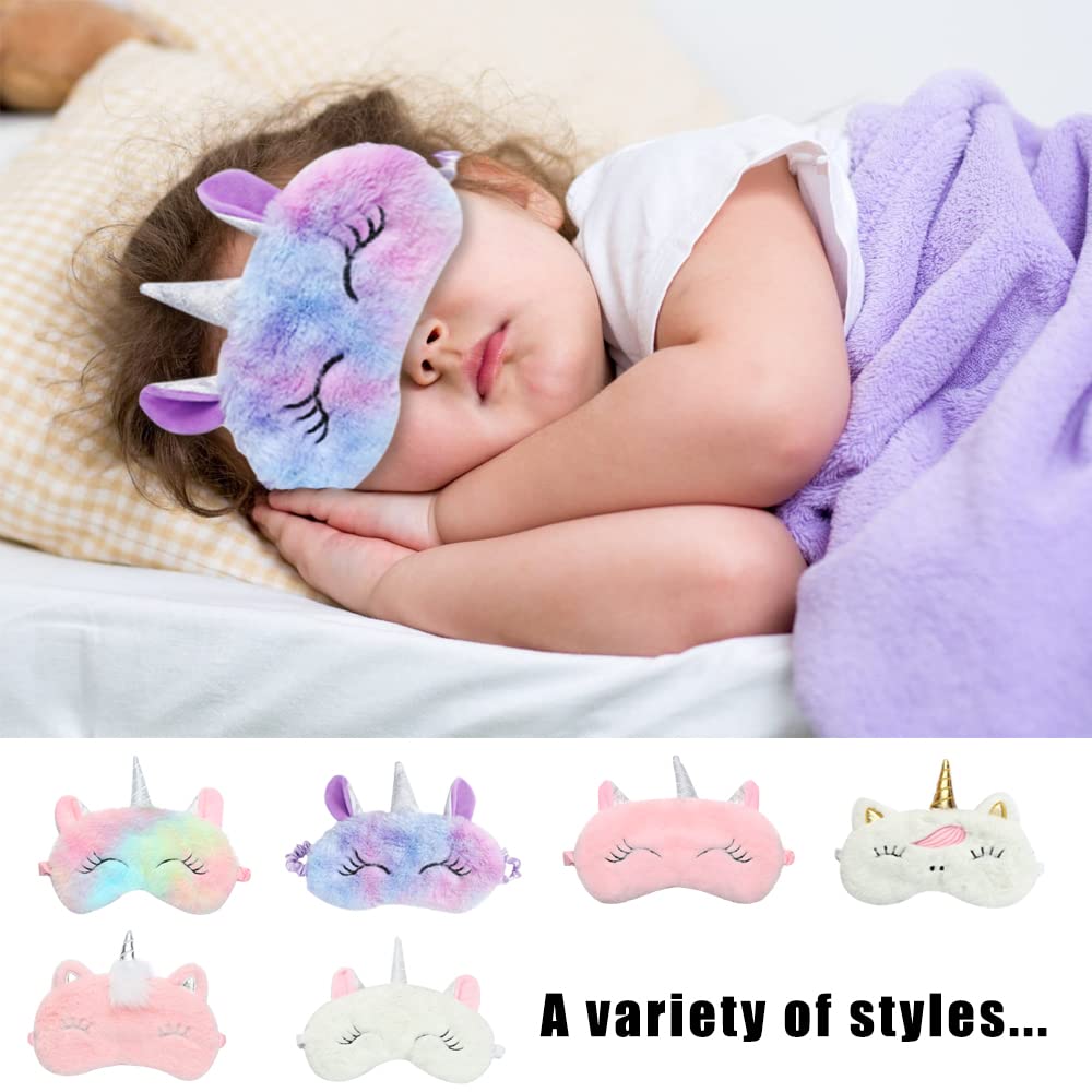 2 Pcs Cute Sleep Mask Cute Animal Sleep Mask Soft Plush Blindfold Eye Covers for Women Girls Kids