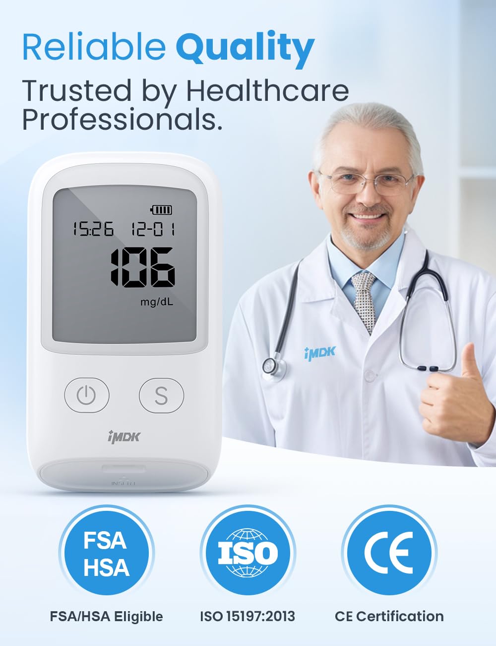 IMDK Blood Glucose Monitor Kit, ???????????????????? ???????????????? Blood Sugar Test Kit with 100 Glucometer Strips, 100 Lance