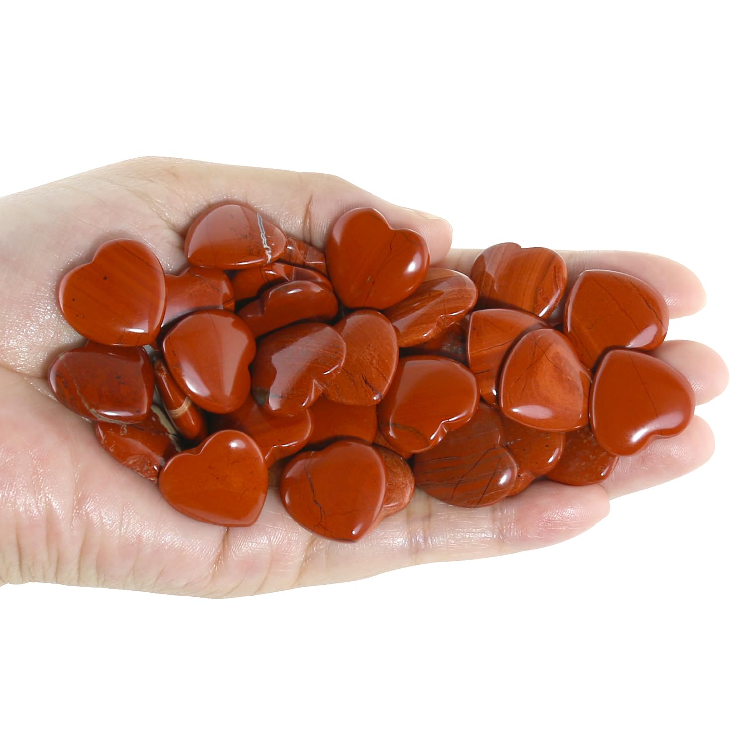 Nvzi Tumbled Polished Natural Red Jasper Crystal Heart Stones, Crystals and Healing Stones Quartz Bulk for Wicca, Reiki, Healing