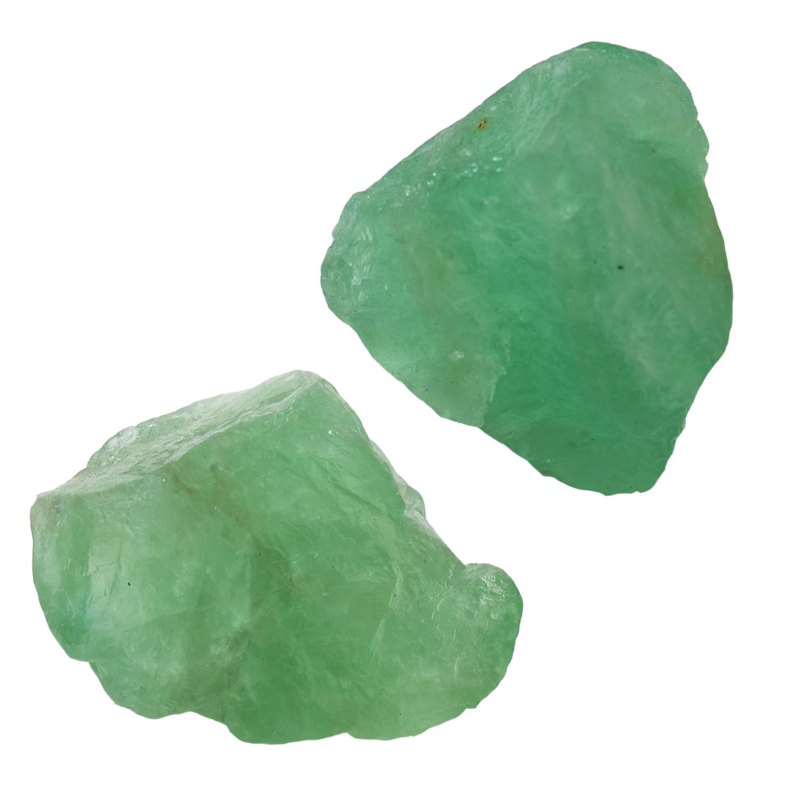 Apengshi Green Fluorite Raw Crystals 2PCS Natural Rough Rocks Healing Crystal and Stones DIY Raw Stones Meditation Fountain Gard