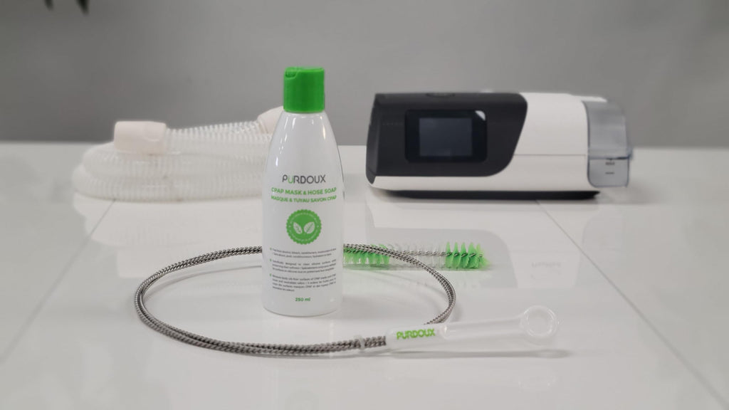 PURDOUX CPAP Mask & Hose Cleaning Soap (Pack of 3 Bottles, 250 ml / 8.4 oz Each) (3 x Green Tea-Mint Scent)