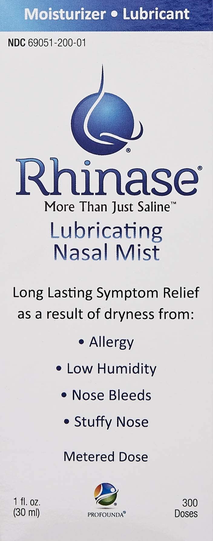 Rhinase Allergy Relief Saline Nasal Spray - Steroid Free, Dual Wetting Agent & Salt Formulation, 300 Sprays for Dry Nose, Allerg