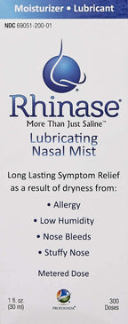 Rhinase Allergy Relief Saline Nasal Spray - Steroid Free, Dual Wetting Agent & Salt Formulation, 300 Sprays for Dry Nose, Allerg
