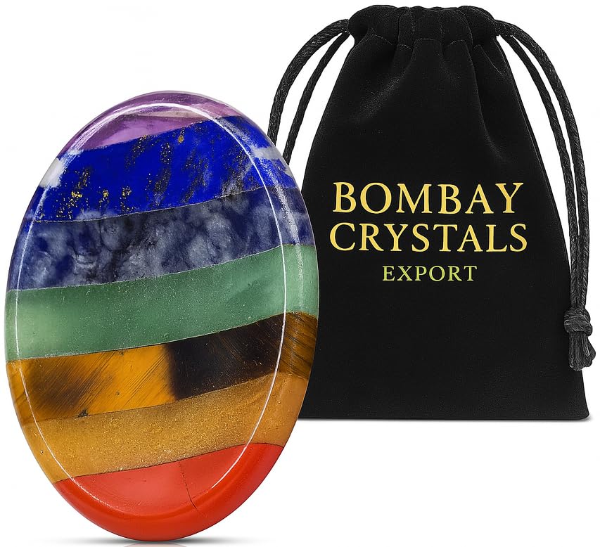 7 Chakra worrystone for Anxiety Relief,Natural Healing Crystal Thumb Stone for Meditation,Energy Balancing,Reiki,Pocket Stone,Sp