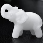 Ytbeoxk 1.8 Inch White Jade Elephant Crystal Decor, Healing Crystal Cute Figurines,White Elephant Gemstones Decorations Statue, 