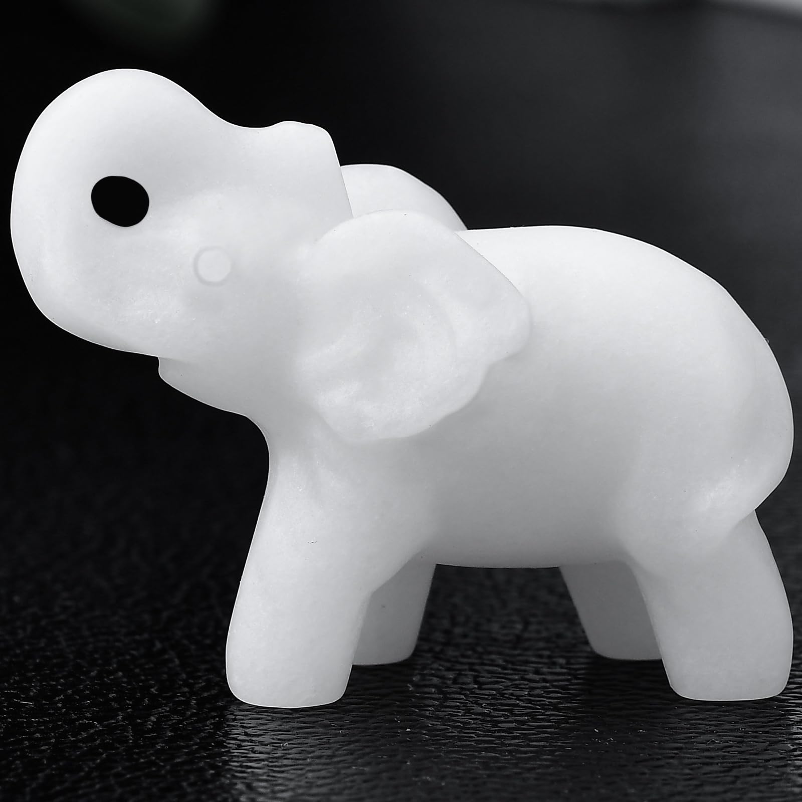 Ytbeoxk 1.8 Inch White Jade Elephant Crystal Decor, Healing Crystal Cute Figurines,White Elephant Gemstones Decorations Statue, 