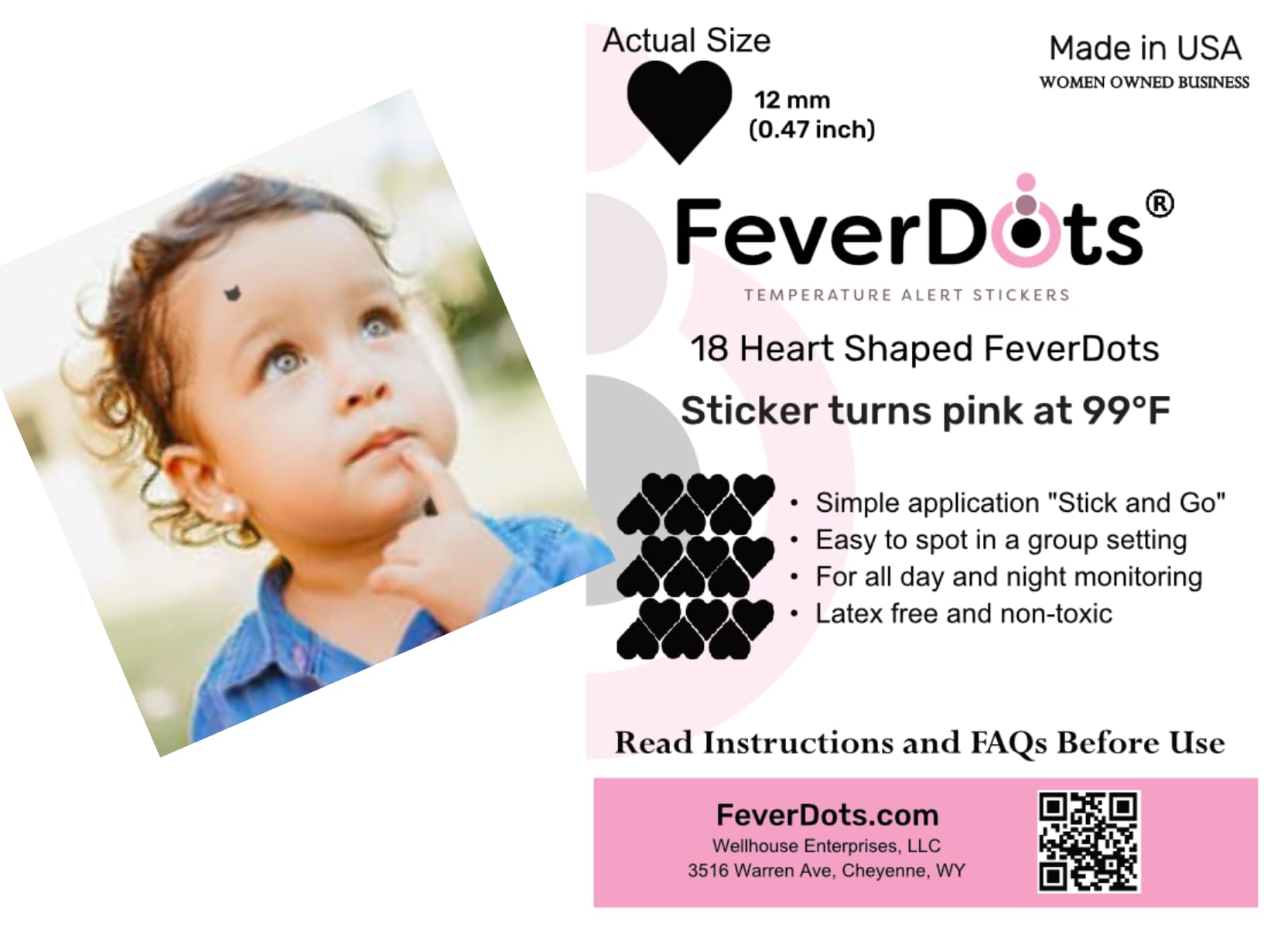 FeverDots, Fever Alert Stickers in Shapes and Hearts (Hearts, 18 Count)