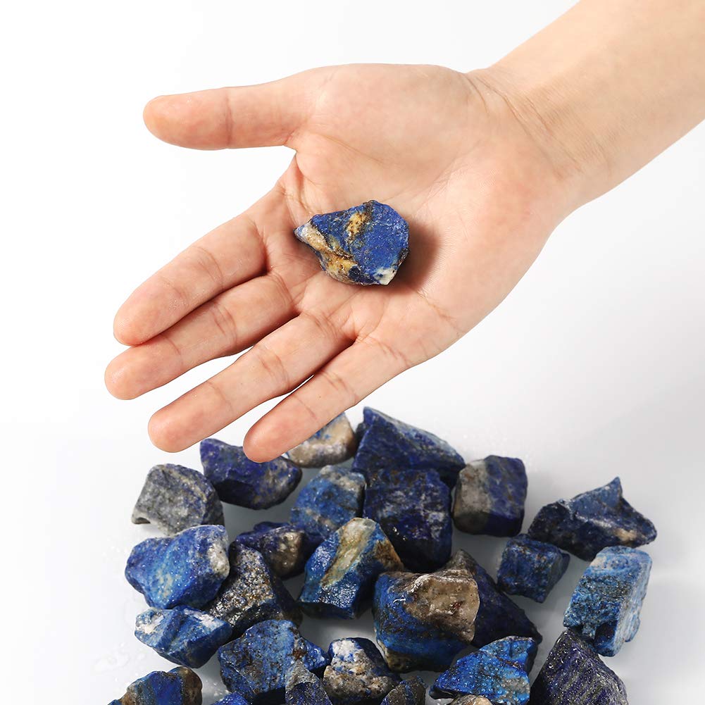 Bingcute 1lb Bulk Raw Rough Lapis Lazuli Stones Raw Natural Stones for Tumbling,Cabbing,Polishing,Wire Wrapping,Gem Mining, Wicc