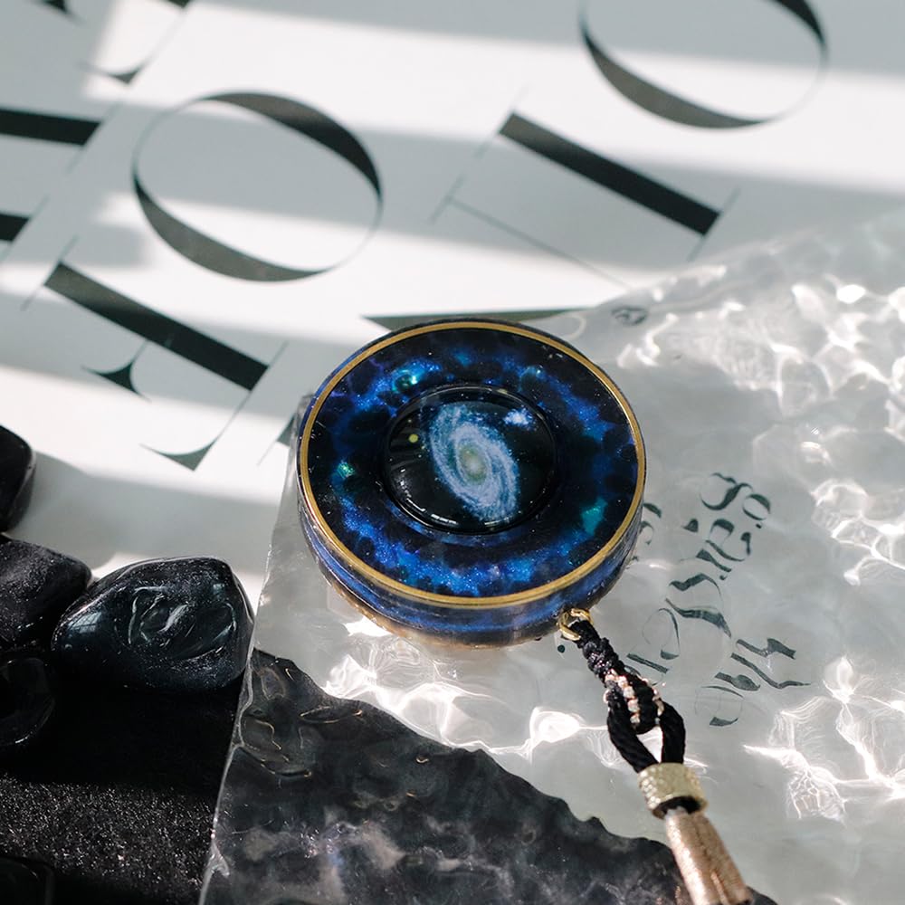 Day Day Up Nebula Pendant Necklace Resin And Crystal Planet Jewelry, Healing Necklace With Lapis Lazuli Adjustable Chain for Men