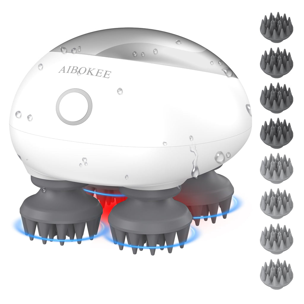 AIBOKEE Electric Scalp Massager, Portable Head Stress Relax,IPX7 Waterproof Rechargeable Head Massager Scalp Stress Relax, Body 