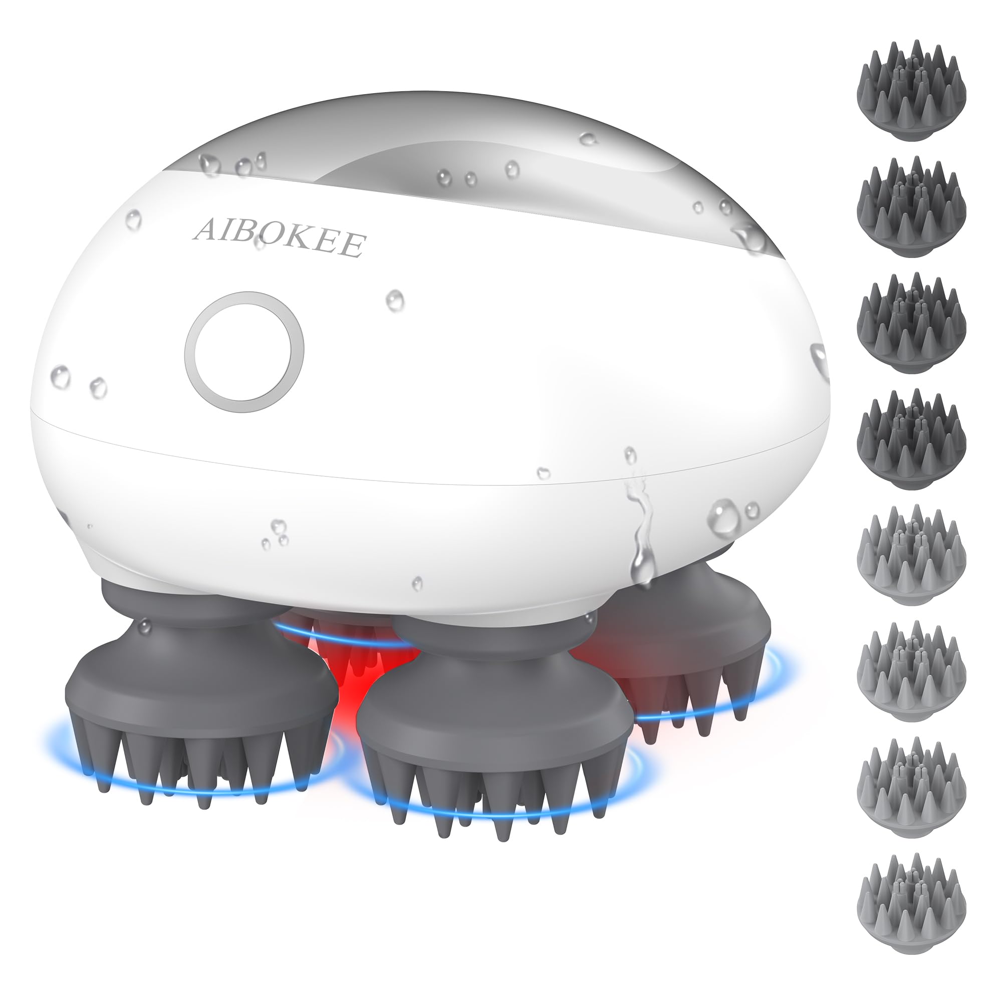 AIBOKEE Electric Scalp Massager, Portable Head Stress Relax,IPX7 Waterproof Rechargeable Head Massager Scalp Stress Relax, Body 