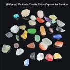 800Pcs+ (3lb) Gemstones and Crystals Set,30Kinds+ Bulk Rocks and Minerals Science Kit,Rocks Collections for Kids,Tumbled Chips C