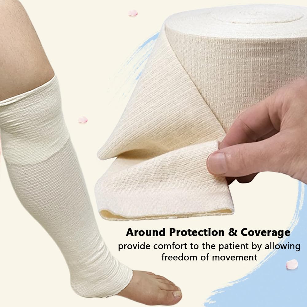 Tubular Stockinette Gauze Roll - Elastic Compression Sleeve for Arm & Leg Support, Cast Padding, Sweat Absorbent Bandage (3.5 W