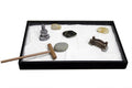 Natures Mark Mini Zen Garden Kit for Desk with Rake, White Sand, Buddha Figures, Bridge Figure and River Rocks, Black Rectangle