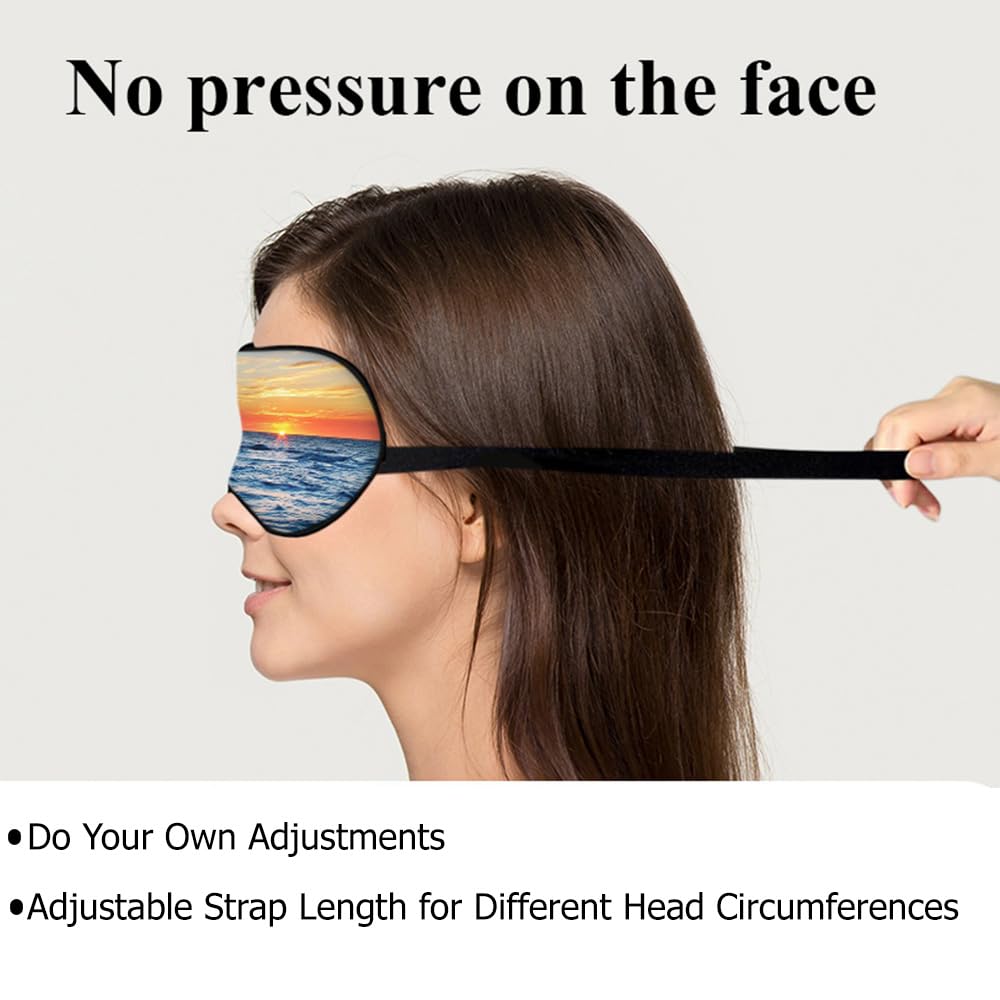 NOHSHE Ocean Scenery Sleep Eye Mask Eye Cover Tropical Summer Sun Sea Silk Eye Mask for Sleeping with Adjustable Strap for Trave