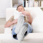 6 Pairs of Non-Skid Diabetic Crew Socks, Non Binding Top Therapeutic Cotton Gripper Socks (Grey, Size: 13-16)