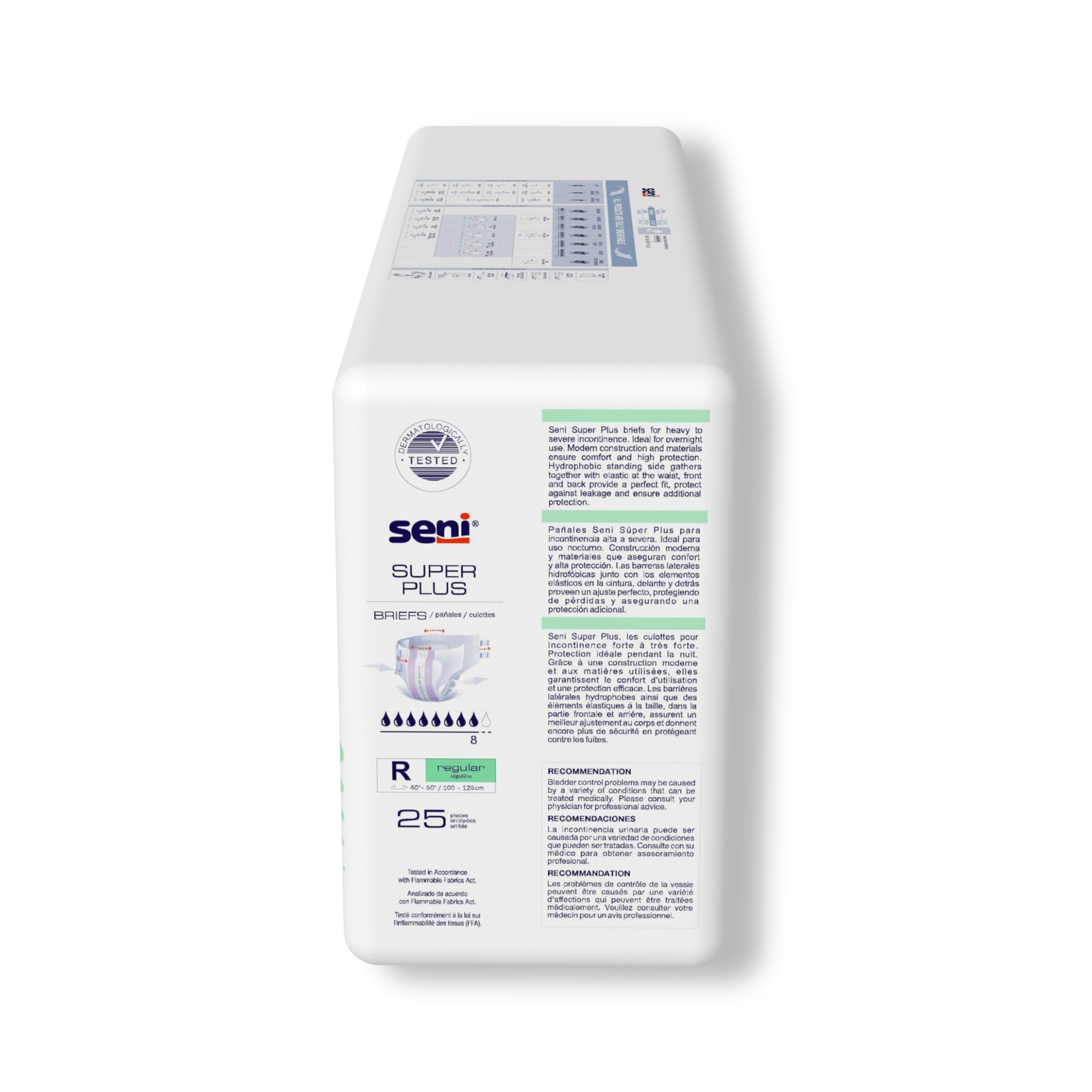 Seni Super Plus Adult Incontinence Brief Regular Heavy Absorbency Breathable/Overnight, S-RE25-BP1, Severe, 75 Ct