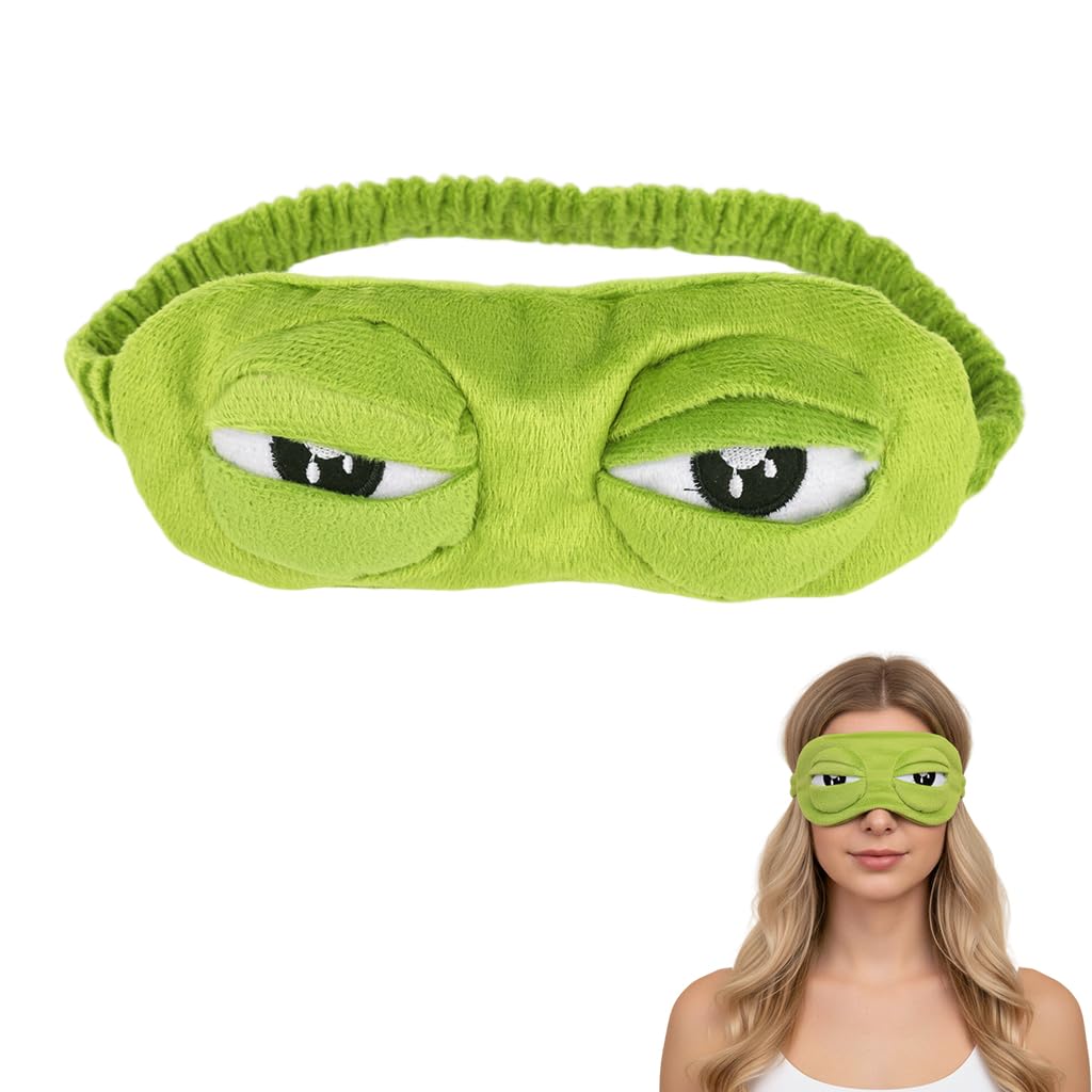 Zibuyu Eye Mask For Sleeping Men Women, Green Cartoon Eye Cover For Sleep, Frog Eye Mask For Kids And Adults, Soft Breathable Fo