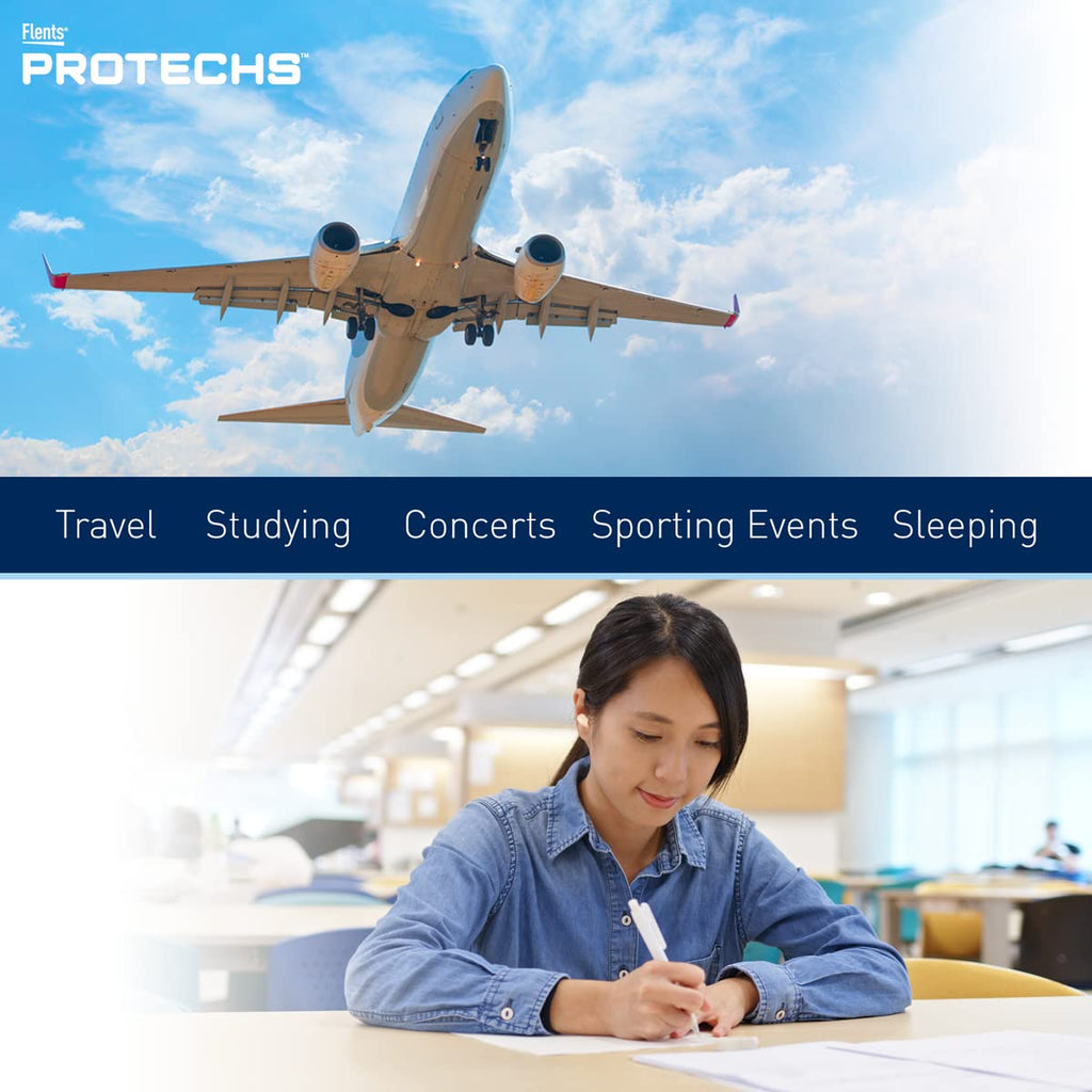 Flents Protechs Reusable Ear Plugs For Sleeping, Protection From Loud Environments, Improved Sleep, Reduces Pressure, 10 Pairs W