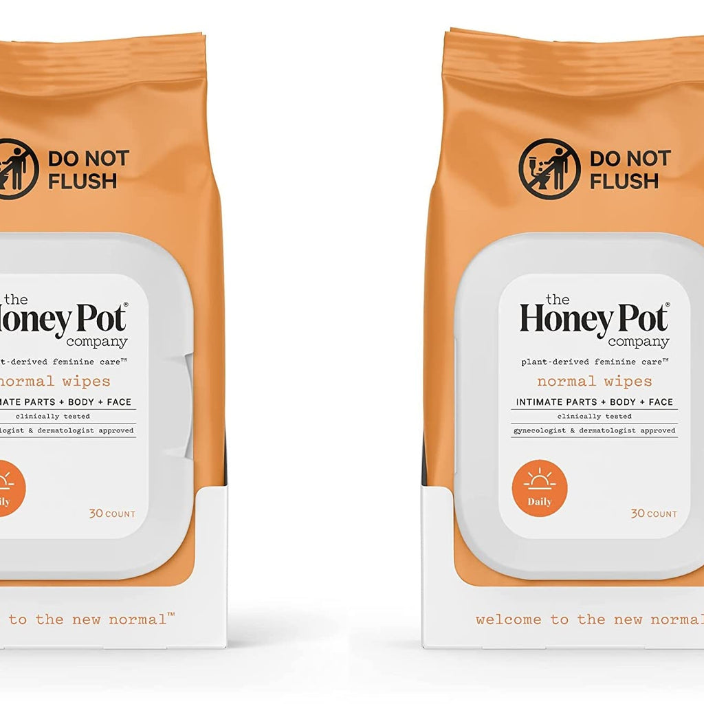The Honey Pot Company Feminine Wipes - Normal, 30 Count (Pack of 2)