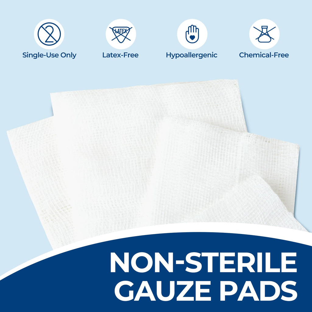 200 Pack 4x4 Inch Gauze Sponges 8-Ply, 100% Cotton Large Gauze Pads for Wound Care, Highly Absorbent Bulk Hospital-Grade First A