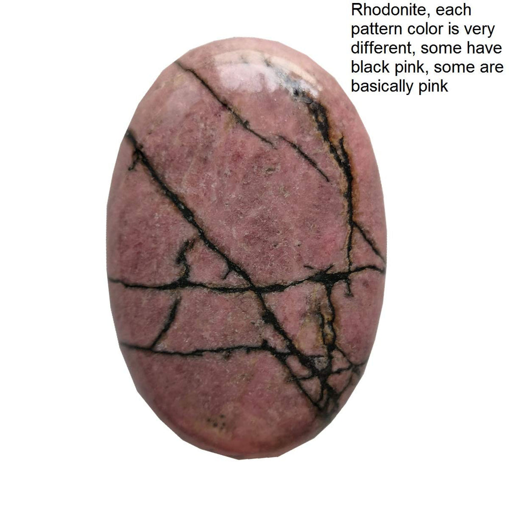 Loveliome Natural Rhodonite Oval Polished Worry Stones, Healing Crystal Indoor Fountain Stones Massage Energy Anxiety Relief Ite