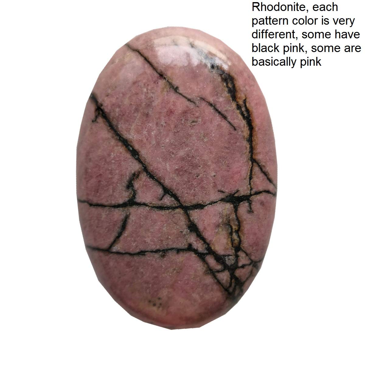 Loveliome Natural Rhodonite Oval Polished Worry Stones, Healing Crystal Indoor Fountain Stones Massage Energy Anxiety Relief Ite