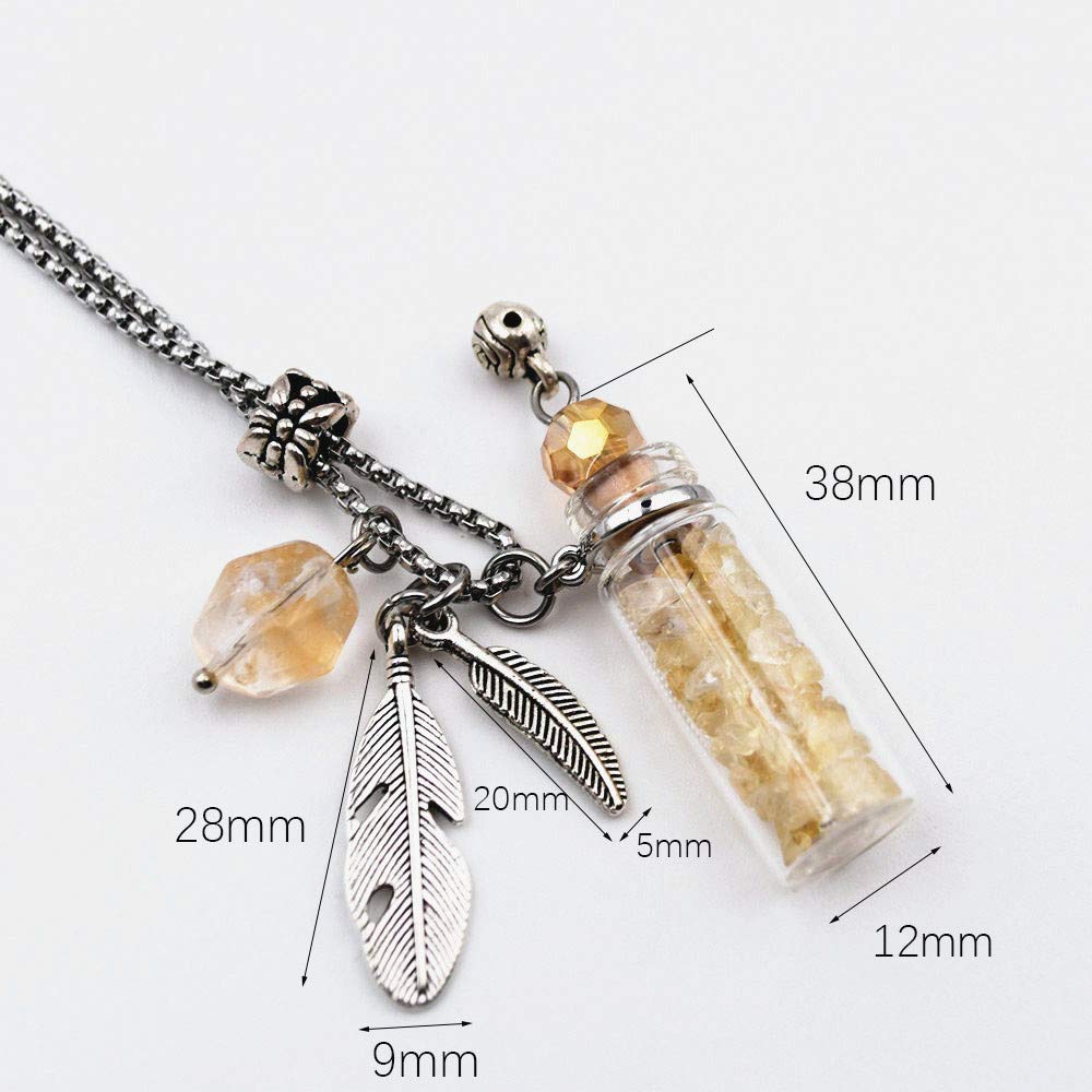 CoolDIY Aromatherapy Essential Oil Diffuser Necklace Locket Pendant Stainless Steel Perfume Necklace Crystal stone Glass vial Ne