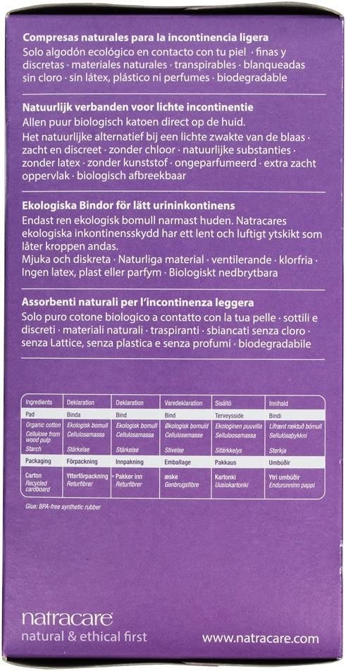 Natracare Dry and Light Incontinence Pads 6 Packs of 20 (120 Pads Total)