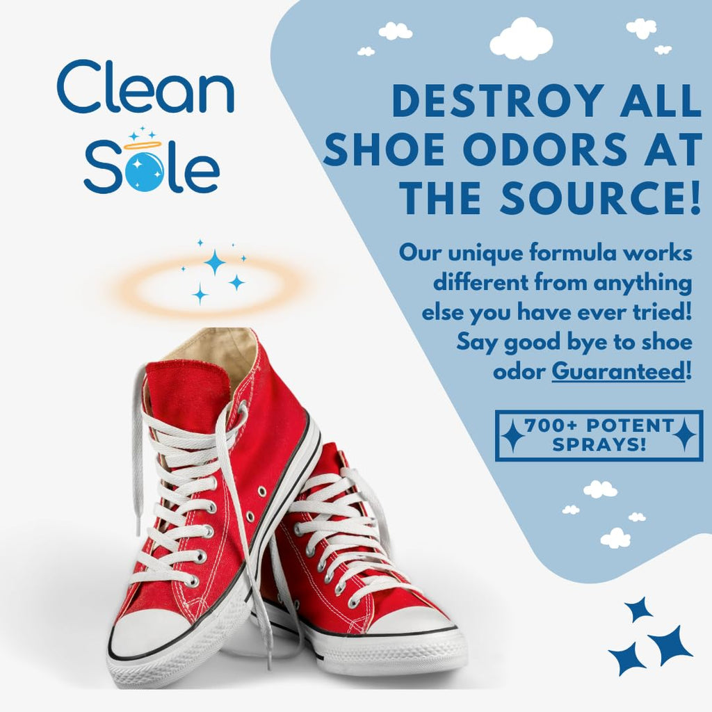 Clean Sole Shoe Odor Destroyer - Shoe Odor and Foot Odor Eliminating Spray Extra Strength Formula to Remove and Prevent Shoe Odo