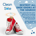Clean Sole Shoe Odor Destroyer - Shoe Odor and Foot Odor Eliminating Spray Extra Strength Formula to Remove and Prevent Shoe Odo