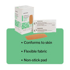 McKesson Adhesive Bandages, Sterile, Fabric Patch, 2 in x 4 in, 50 Count, 24 Packs, 1200 Total