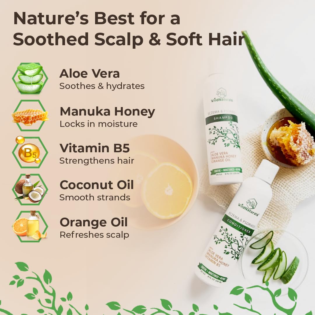 Wild Naturals Eczema and Psoriasis Treatment - Anti-Dandruff Deep Conditioner for Damaged, Dry Hair and Seborrheic Dermatitis Sc