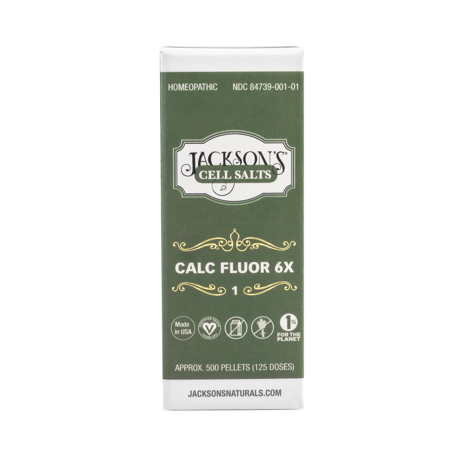 Jackson's #1 Calc Fluor 6X (500 Pellet Bottle) - Certified Vegan, Lactose-Free Schuessler Calcarea Fluorica 6X Made in The USA (