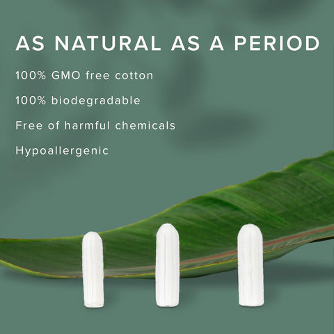 Veeda 100% Natural Cotton Tampons Super Absorbency - Applicator Free Tampons with Leak Proof Protection - Unscented, Chlorine & 