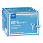 Medline Sterile Safety Lancets, Push-Button Activation, Blood Glucose Testing, Controlled Penetration, 28G x 1.6 mm, 200 Count