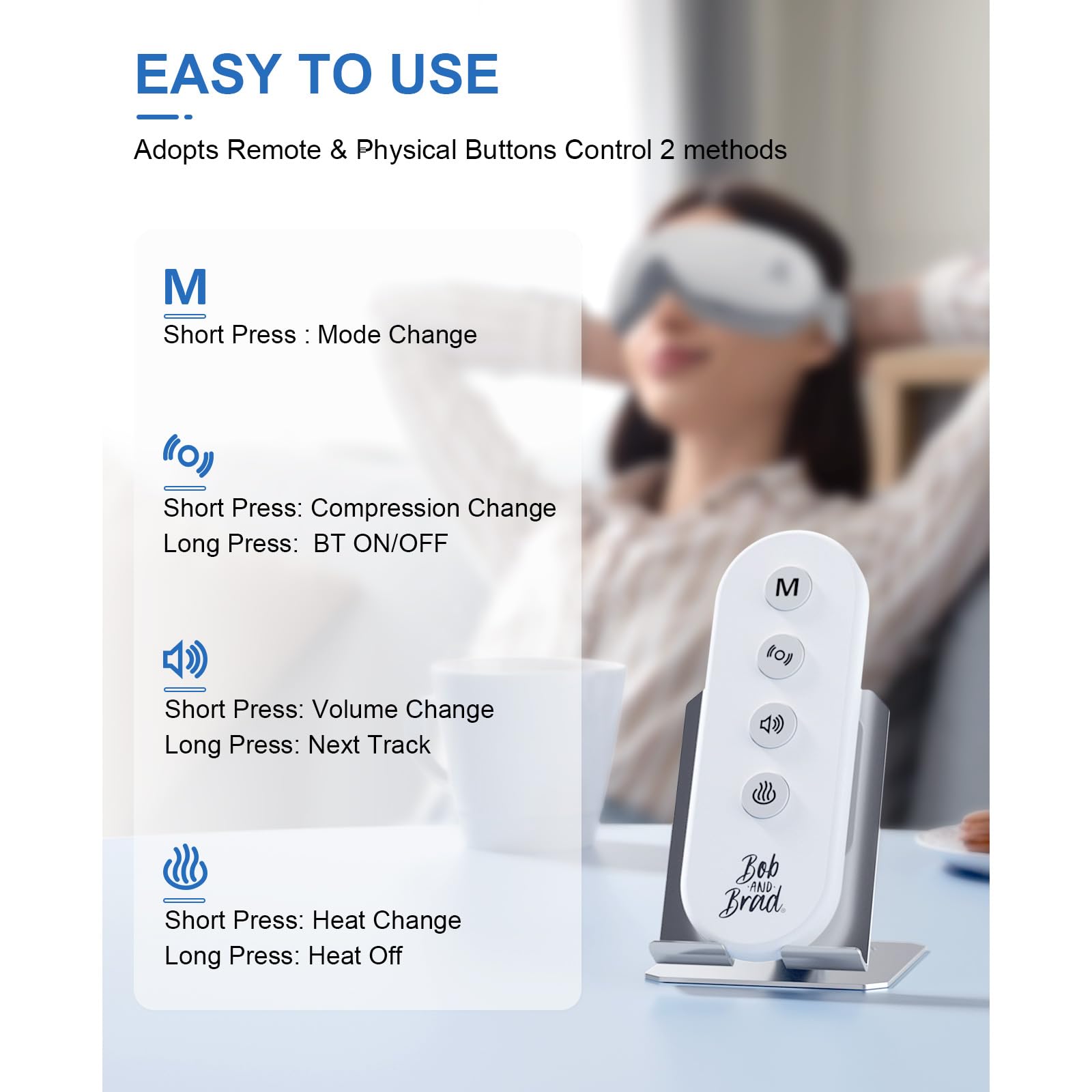BOB AND BRAD Valentines Day Gifts Eye Massager, EyeOasis 2 Plus - Eye Massager for Migraines with Remote, Heat, Compression, Mus
