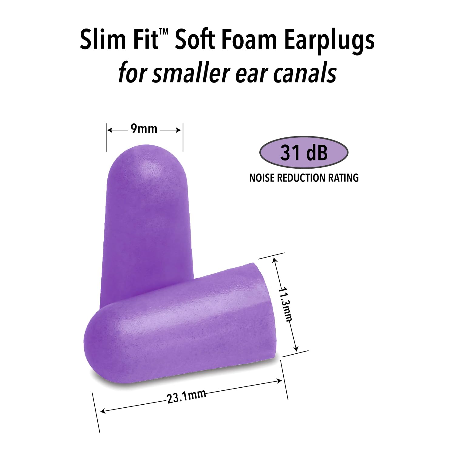 Macks Slim Fit Soft Foam Earplugs, 50 Pair - Small Ear Plugs for Sleeping, Snoring, Traveling, Concerts, Shooting Sports & Powe