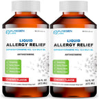 Puregen Labs Allergy Relief Oral Solution, Diphenhydramine HCl 12.5mg/5 mL, Antihistamine, Cherry Flavor, 16 Ounces 2 Pack
