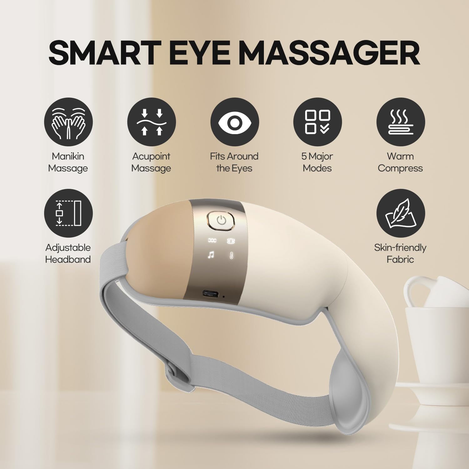 HubiCare Eye Massager with Heat, Heated Eye Mask with Bluetooth Music for Migraine Relief, Dry Eyes, Relax and Reduce Eye Strain