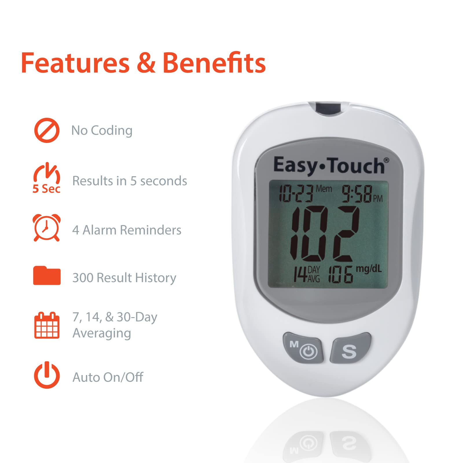 EasyTouch Glucose Monitoring System with 1 Meter, 10 Twist Lancets, 1 Lancing Device