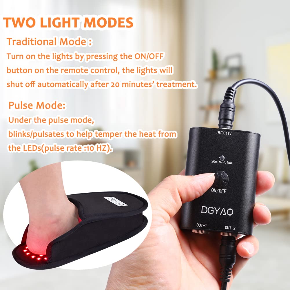 DGQY Upgraded Red Infrared Light Therapy for Feet Pain Relief FDA Cleared LED Light Therapy Slipper Device for Foot Toes Instep