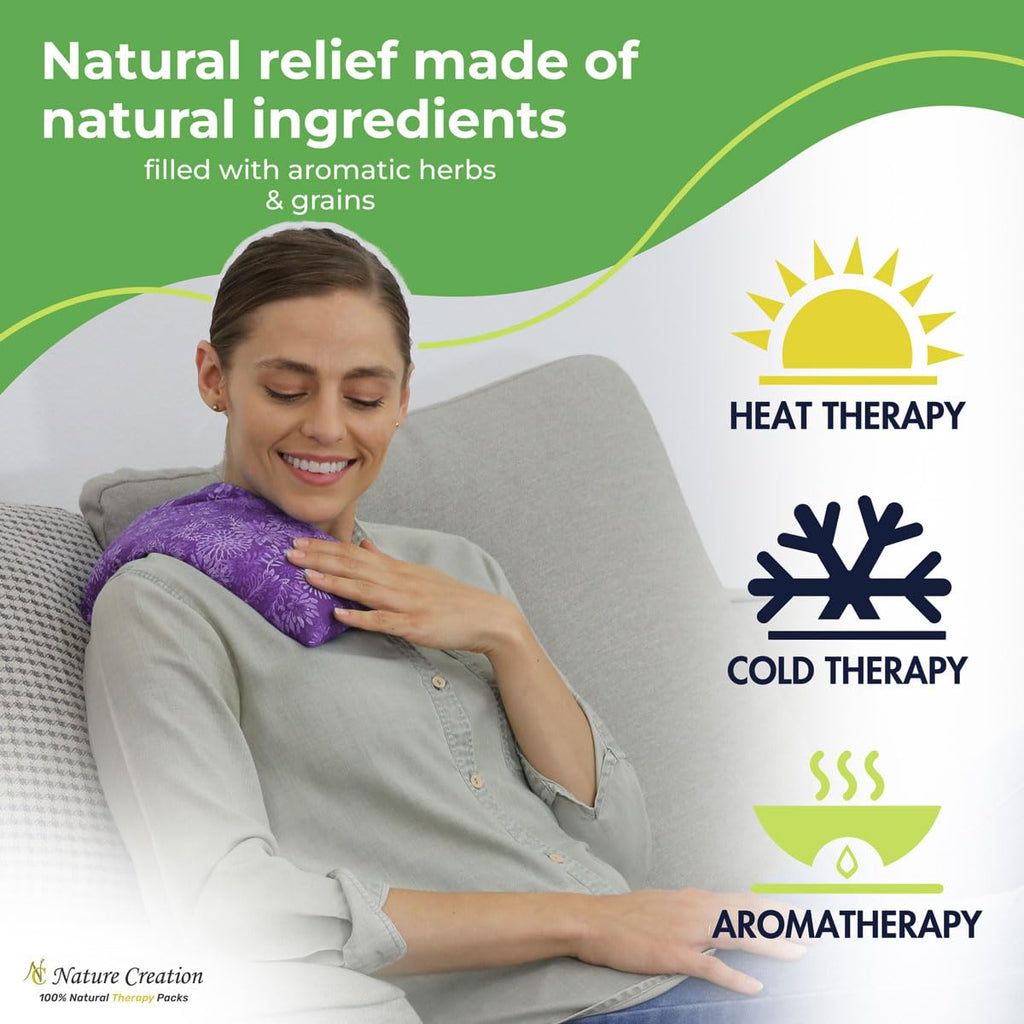 Nature Creation Microwaveable Herbal Heating Pad - Microwave Heating Pad for Neck and Shoulders, Cold & Hot Pack, Heat Pack Warm
