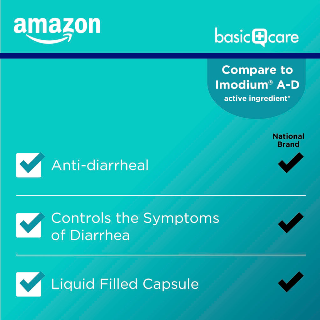 Amazon Basic Care Loperamide Hcl 2 Mg Softgels, Anti-Diarrheal, Made in USA, 24 Count (Pack of 1)