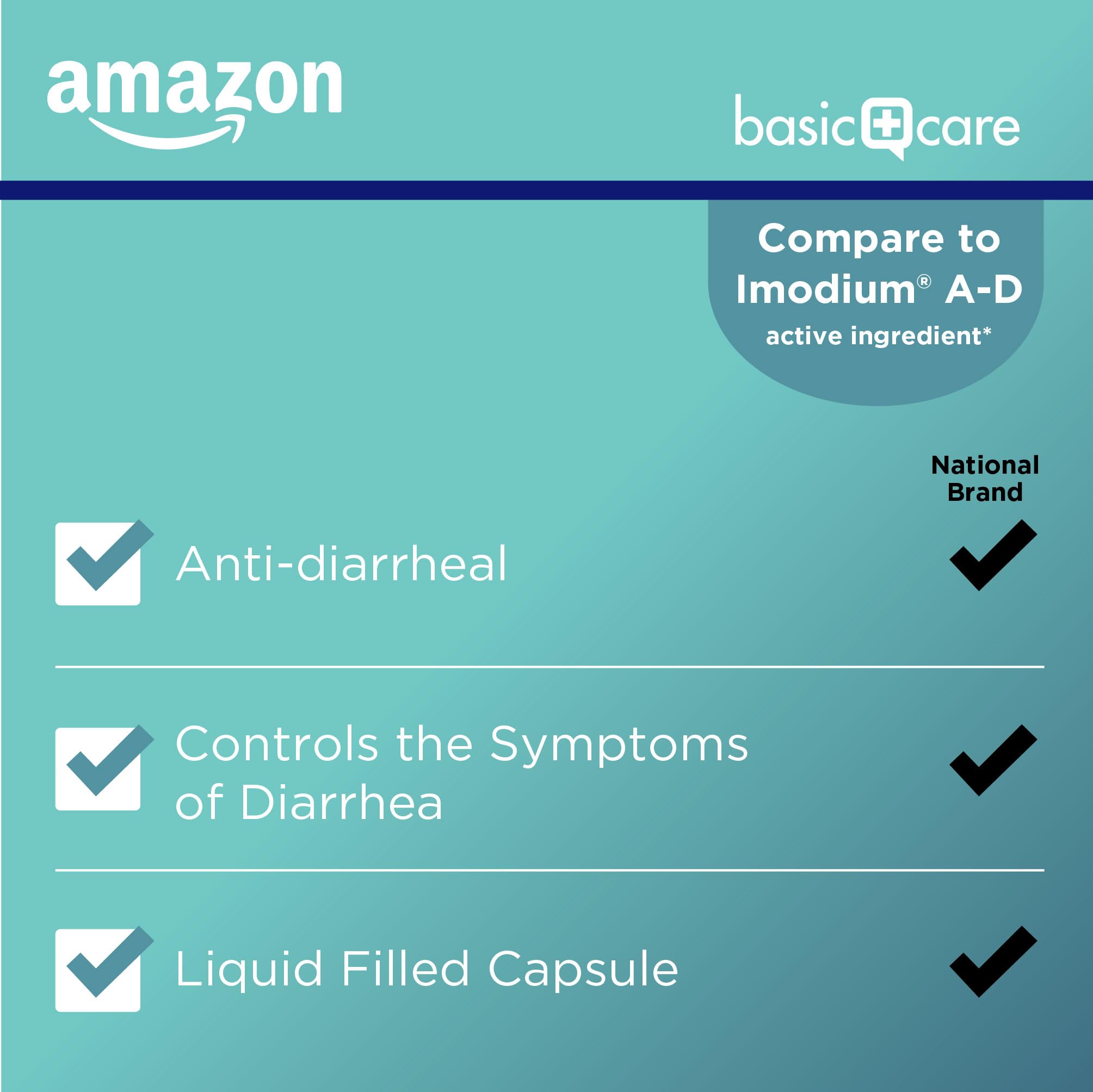 Amazon Basic Care Loperamide Hcl 2 Mg Softgels, Anti-Diarrheal, Made in USA, 24 Count (Pack of 1)