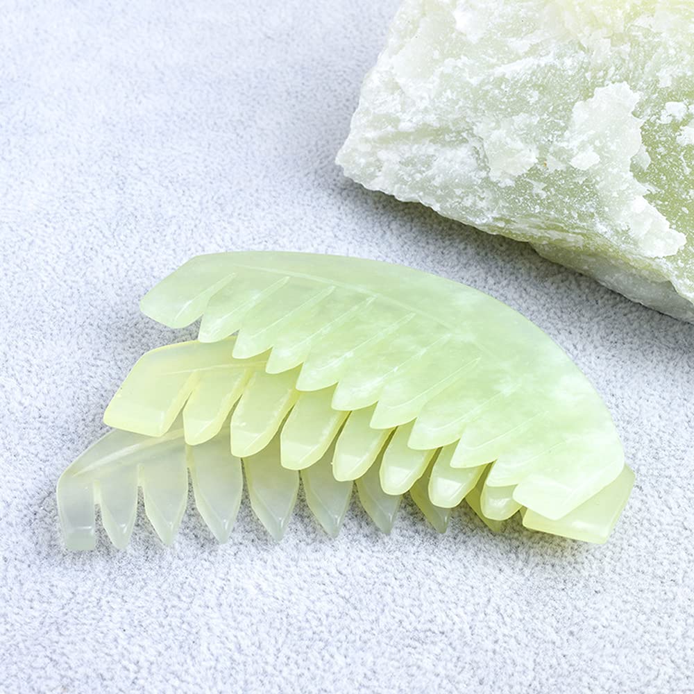 LEOSENSE Scalp Massage Comb, Scalp Massager for Hair Growth, Head Scratcher for Itchy Scalp, Natural Gua Sha Jade Stone, Acupres