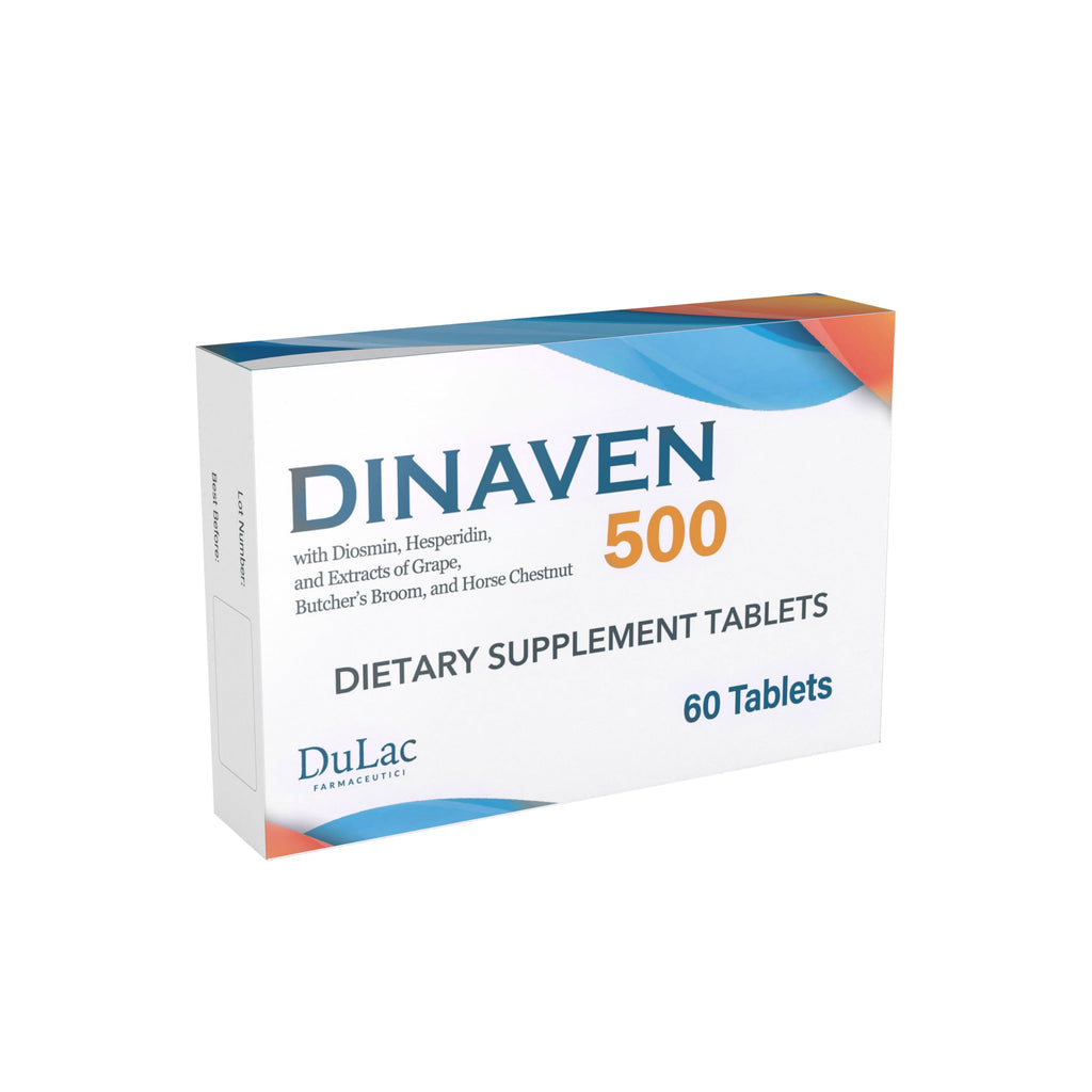 Dulc - Dinaven 500, Diosmin Hesperidin 500mg Dietary Supplement 60 Tablets, Enriched with Butchers Broom, Horse Chestnut Extrac