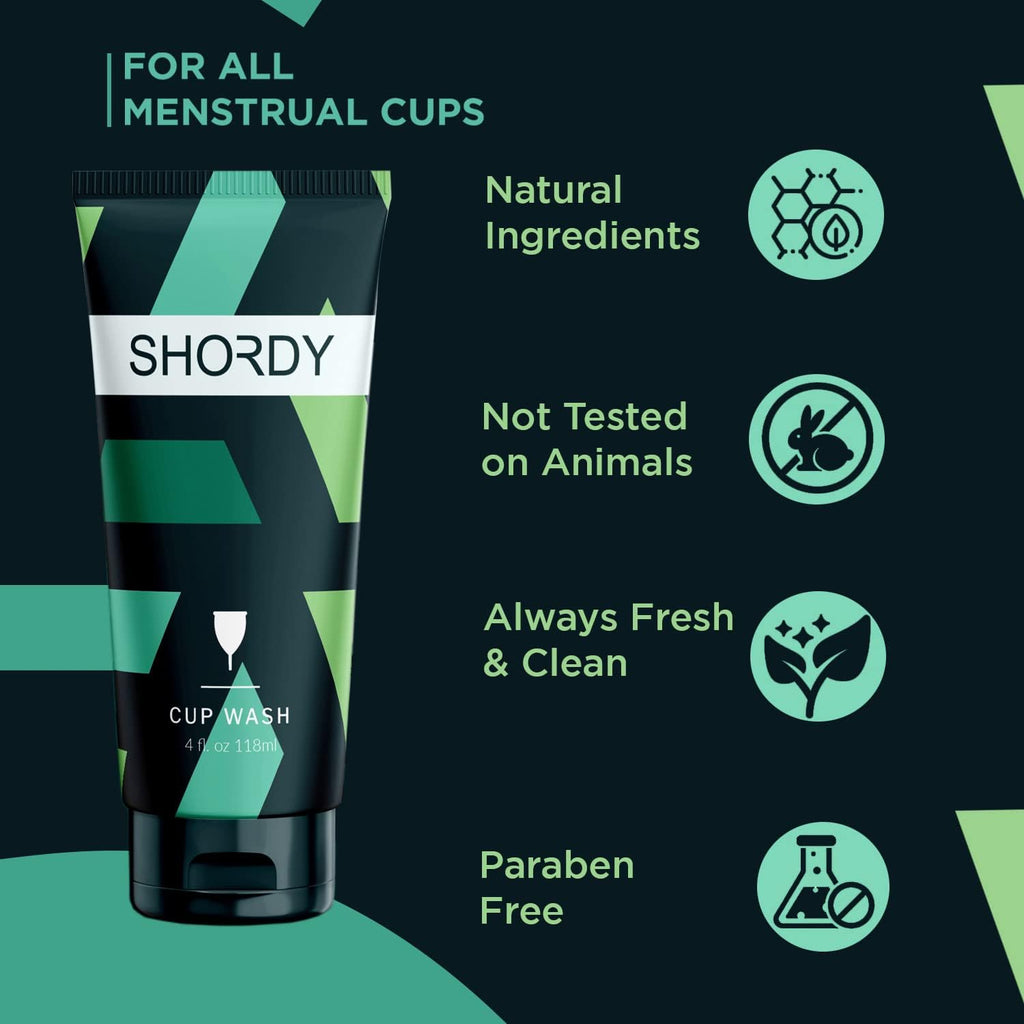 SHORDY Menstrual Cup Wash & Cleaner - pH-Balanced, Unscented Feminine Cleanser for Period Cups & Discs | Natural Silicone Soap,
